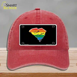 South Carolina Rainbow Novelty License Plate Hat Unconstructed Cotton / Red