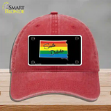 South Dakota Rainbow Novelty License Plate Hat Unconstructed Cotton / Red