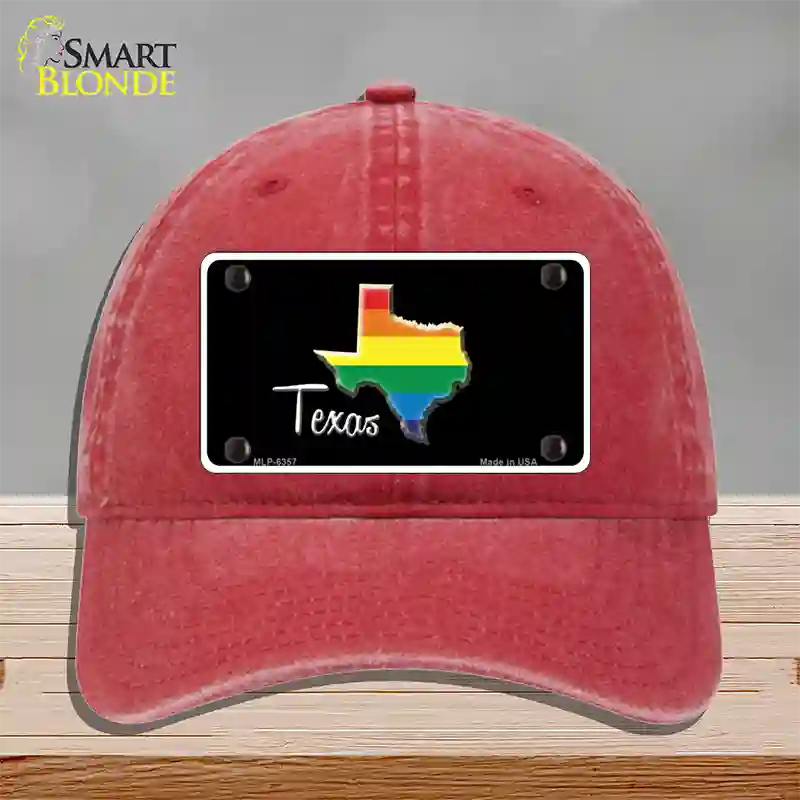 Texas Rainbow Novelty License Plate Hat Unconstructed Cotton / Red