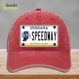 Speedway Indiana Novelty License Plate Hat Unconstructed Cotton / Red