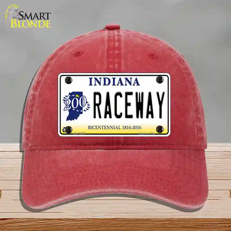 Raceway Indiana Novelty License Plate Hat Unconstructed Cotton / Red