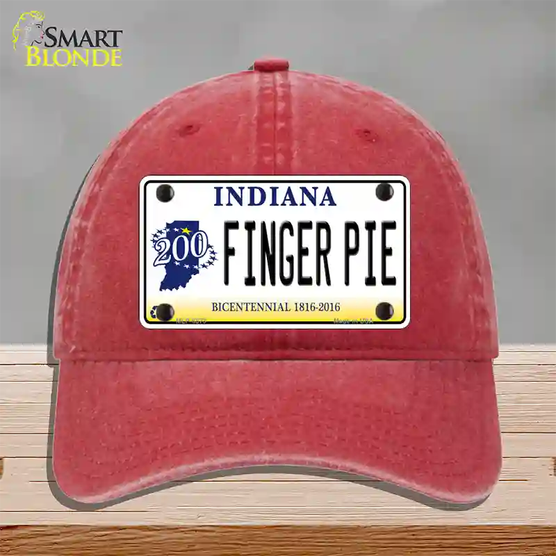 Finger Pie Indiana Novelty License Plate Hat Unconstructed Cotton / Red