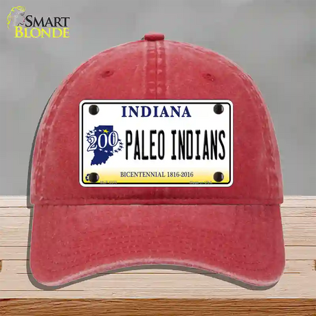 Paleo Indians Indiana Novelty License Plate Hat Unconstructed Cotton / Red