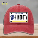 Humidity Indiana Novelty License Plate Hat Unconstructed Cotton / Red