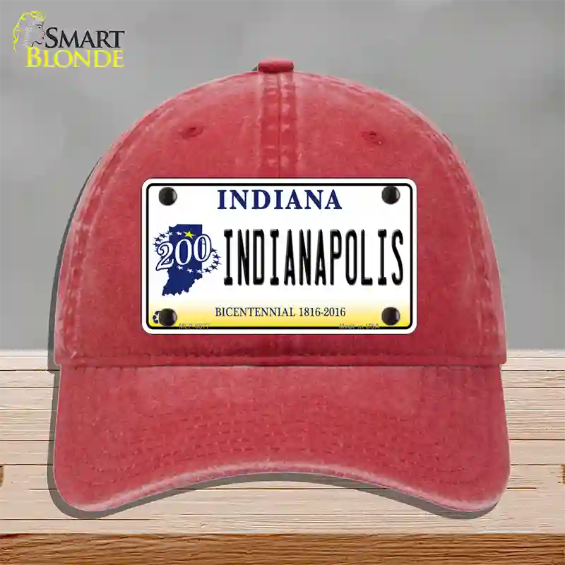 Indianapolis Indiana Novelty License Plate Hat Unconstructed Cotton / Red