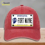 Fort Wayne Indiana Novelty License Plate Hat Unconstructed Cotton / Red