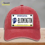 Bloomington Indiana Novelty License Plate Hat Unconstructed Cotton / Red