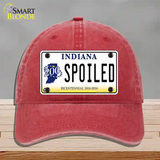 Spoiled Indiana Novelty License Plate Hat Unconstructed Cotton / Red