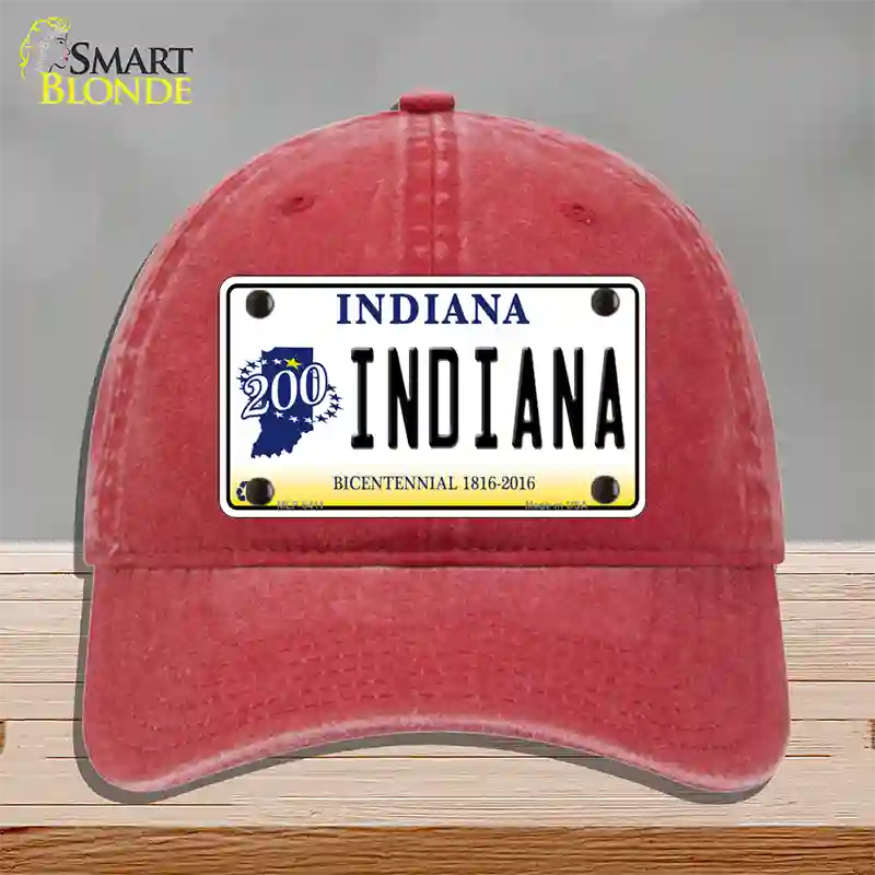 Indiana Novelty License Plate Hat Unconstructed Cotton / Red