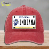 Indiana Novelty License Plate Hat Unconstructed Cotton / Red