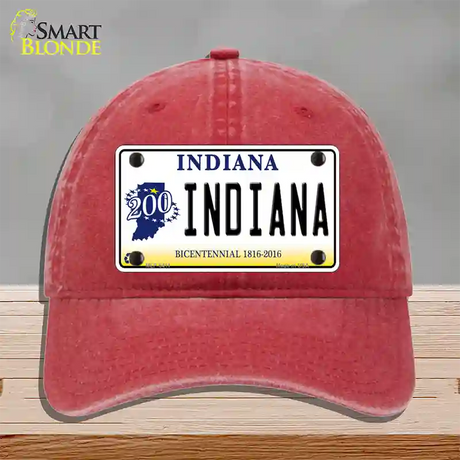 Indiana Novelty License Plate Hat Unconstructed Cotton / Red