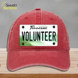 Volunteer Tennessee Novelty License Plate Hat Unconstructed Cotton / Red