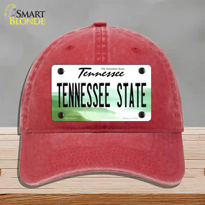 Tennessee State Novelty License Plate Hat Unconstructed Cotton / Red