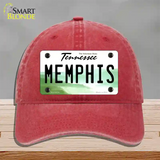 Memphis Tennessee Novelty License Plate Hat Unconstructed Cotton / Red