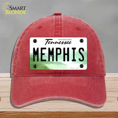 Memphis Tennessee Novelty License Plate Hat Unconstructed Cotton / Red