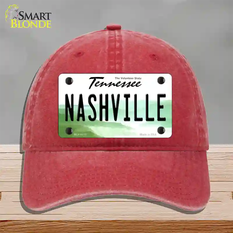 Nashville Tennessee Novelty License Plate Hat Unconstructed Cotton / Red