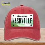 Nashville Tennessee Novelty License Plate Hat Unconstructed Cotton / Red