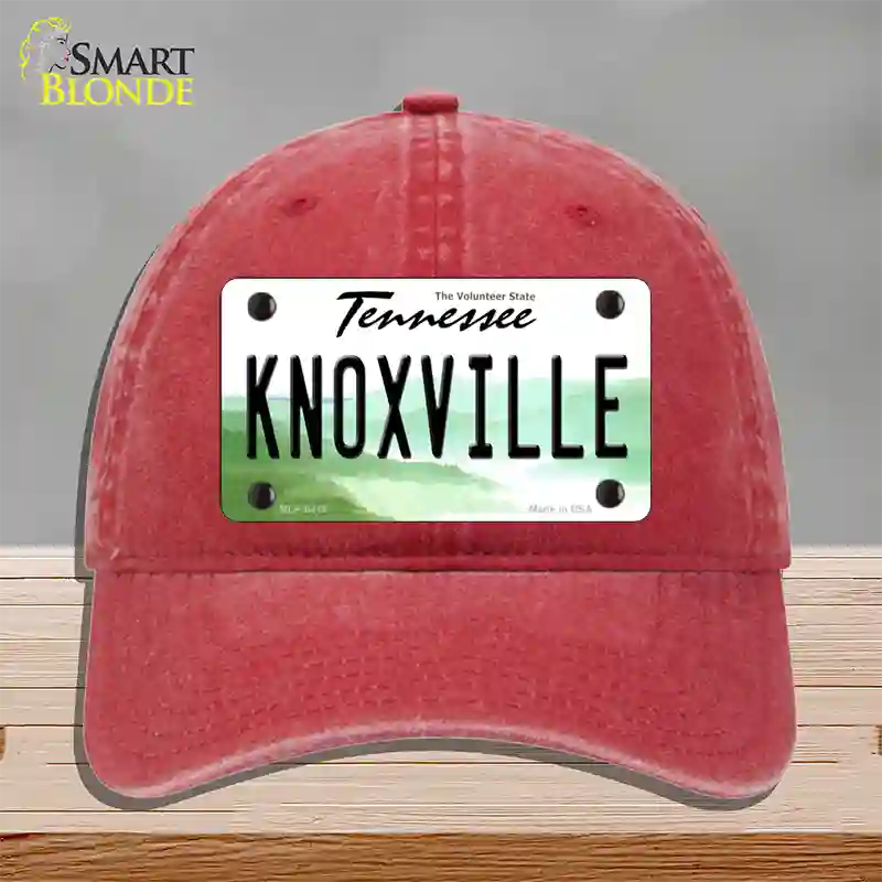 Knoxville Tennessee Novelty License Plate Hat Unconstructed Cotton / Red