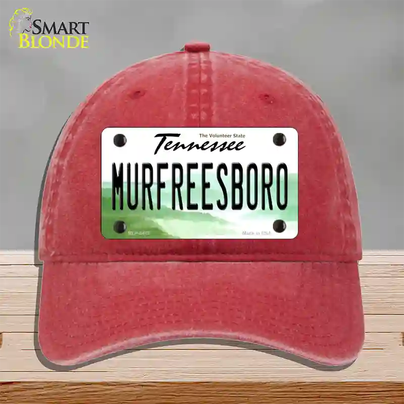 Murfreesboro Tennessee Novelty License Plate Hat Unconstructed Cotton / Red