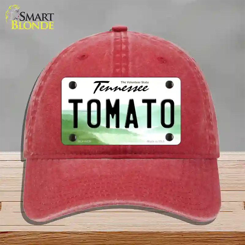 Tomato Tennessee Novelty License Plate Hat Unconstructed Cotton / Red