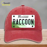 Raccoon Tennessee Novelty License Plate Hat Unconstructed Cotton / Red