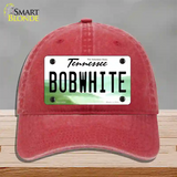 Bobwhite Tennessee Novelty License Plate Hat Unconstructed Cotton / Red