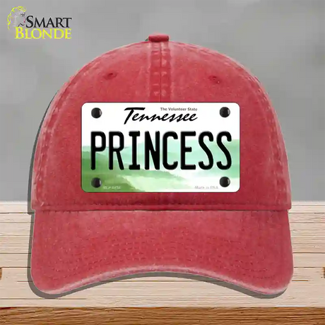 Princess Tennessee Novelty License Plate Hat Unconstructed Cotton / Red