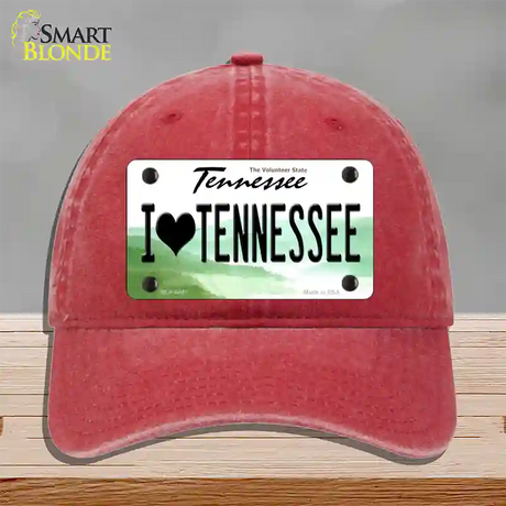 I Love Tennessee Novelty License Plate Hat Unconstructed Cotton / Red