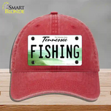 Fishing Tennessee Novelty License Plate Hat Unconstructed Cotton / Red