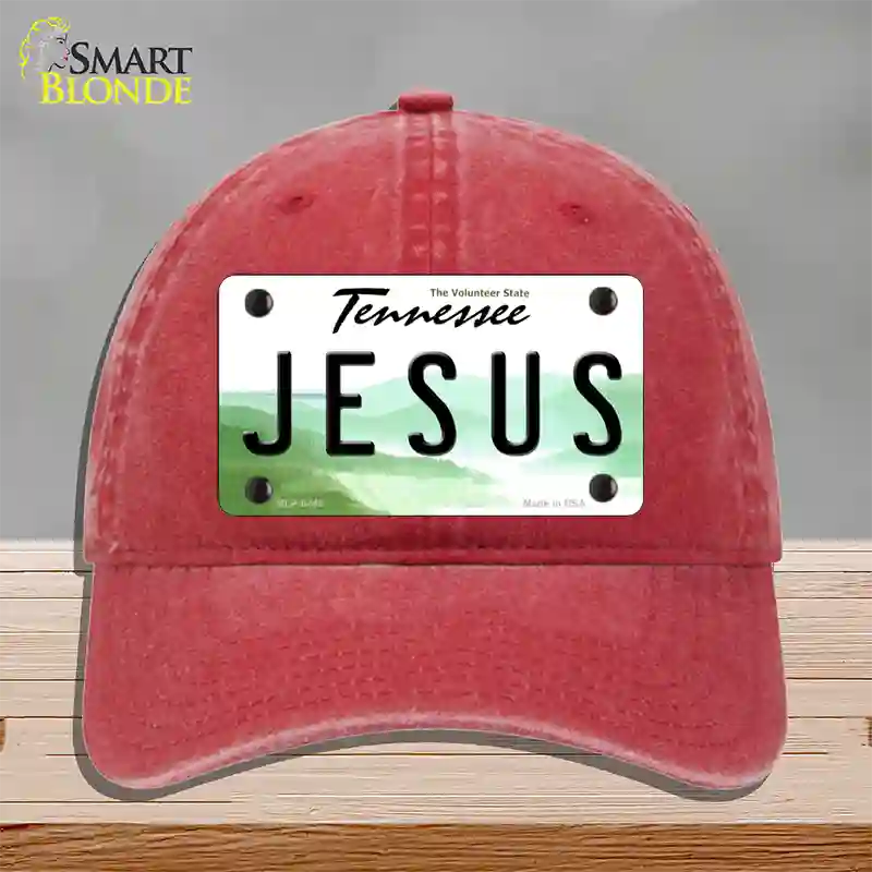 Jesus Tennessee Novelty License Plate Hat Unconstructed Cotton / Red