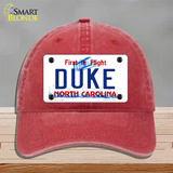 Duke North Carolina Novelty License Plate Hat Unconstructed Cotton / Red