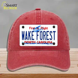 Wake Forest North Carolina Novelty License Plate Hat Unconstructed Cotton / Red