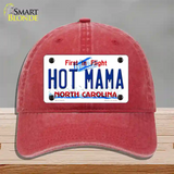 Hot Mama North Carolina Novelty License Plate Hat Unconstructed Cotton / Red