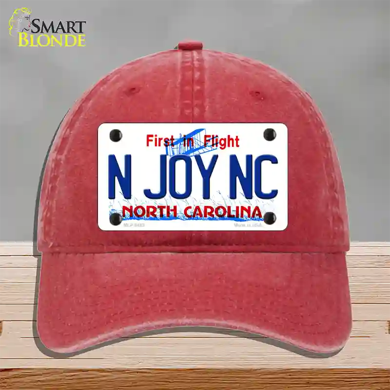 N Joy North Carolina Novelty License Plate Hat Unconstructed Cotton / Red