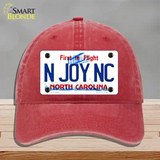 N Joy North Carolina Novelty License Plate Hat Unconstructed Cotton / Red