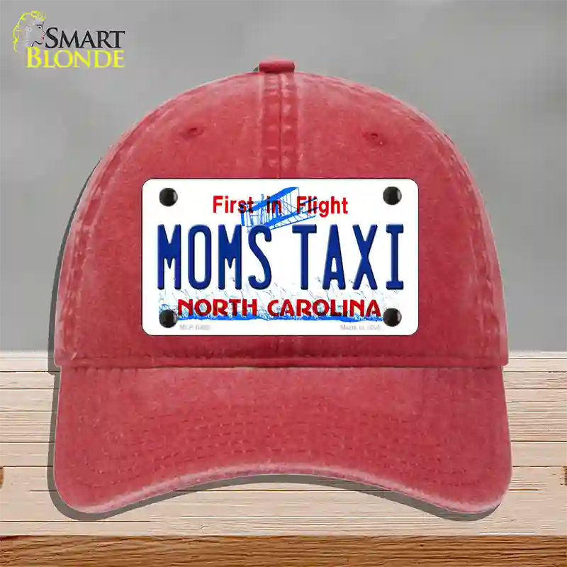 Moms Taxi North Carolina Novelty License Plate Hat Unconstructed Cotton / Red