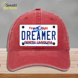 Dreamer North Carolina Novelty License Plate Hat Unconstructed Cotton / Red