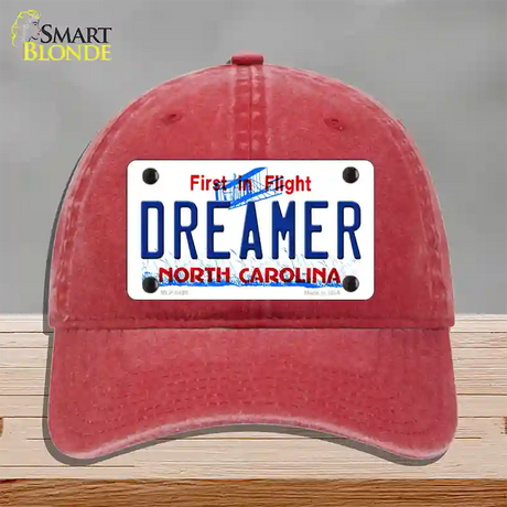 Dreamer North Carolina Novelty License Plate Hat Unconstructed Cotton / Red