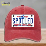 Spoiled North Carolina Novelty License Plate Hat Unconstructed Cotton / Red