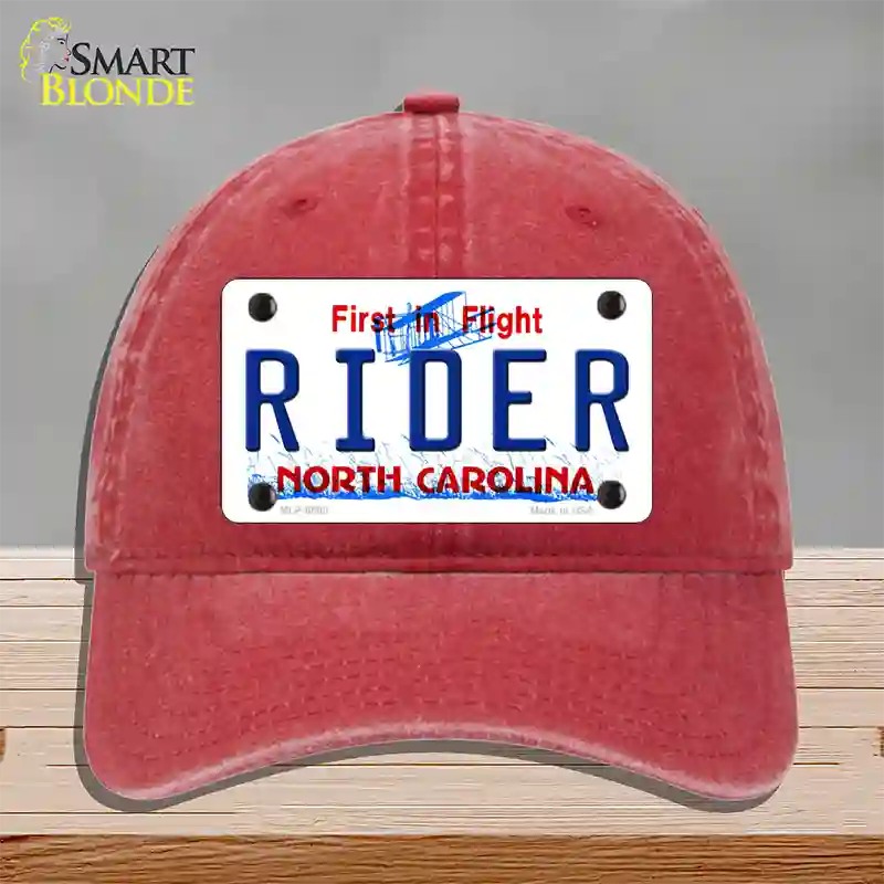 Rider North Carolina Novelty License Plate Hat Unconstructed Cotton / Red