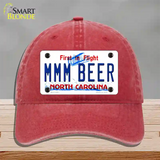 MMM Beer North Carolina Novelty License Plate Hat Unconstructed Cotton / Red