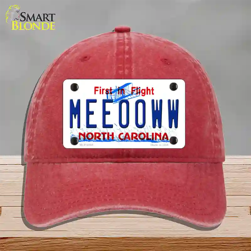 Meeooww North Carolina Novelty License Plate Hat Unconstructed Cotton / Red