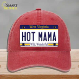 Hot Mama West Virginia Novelty License Plate Hat Unconstructed Cotton / Red