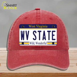 West Virginia State Novelty License Plate Hat Unconstructed Cotton / Red