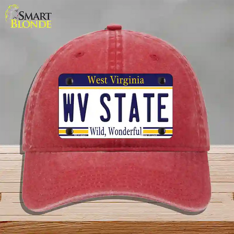 West Virginia State Novelty License Plate Hat Unconstructed Cotton / Red