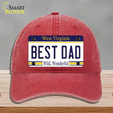 Best Dad West Virginia Novelty License Plate Hat Unconstructed Cotton / Red