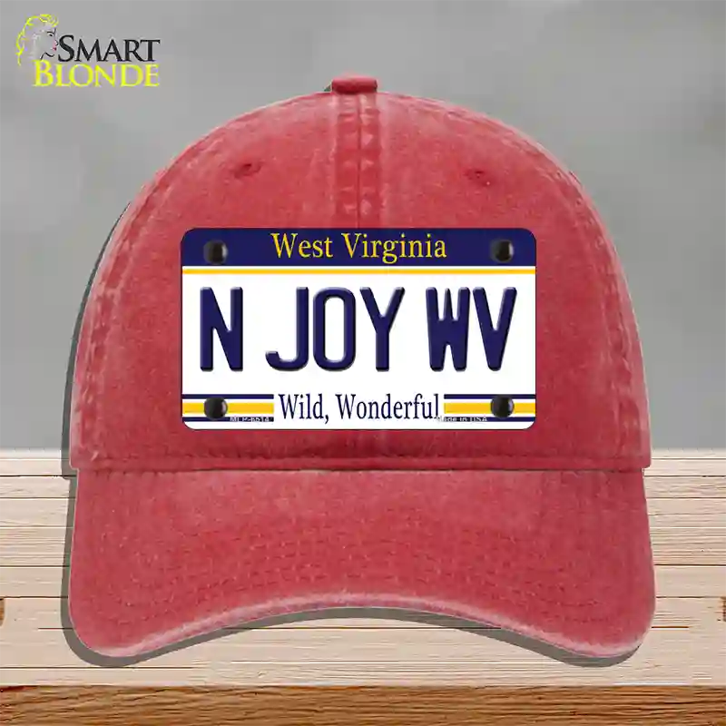 N Joy West Virginia Novelty License Plate Hat Unconstructed Cotton / Red