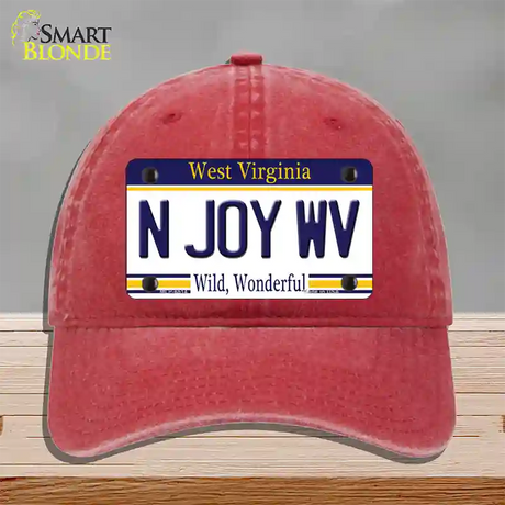 N Joy West Virginia Novelty License Plate Hat Unconstructed Cotton / Red