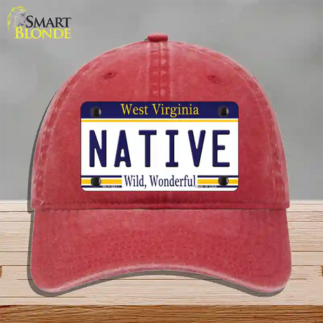 Native West Virginia Novelty License Plate Hat Unconstructed Cotton / Red