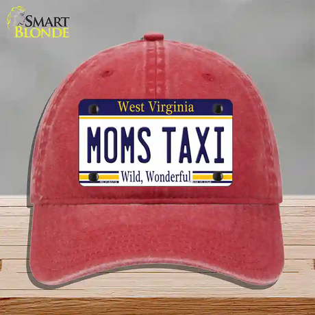 Moms Taxi West Virginia Novelty License Plate Hat Unconstructed Cotton / Red